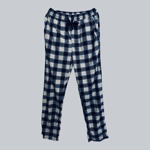 Women's Plaid Flannel Drawstring Navy Blue Gray Soft Cozy cabin Pajama Pants M - Picture 9 of 9